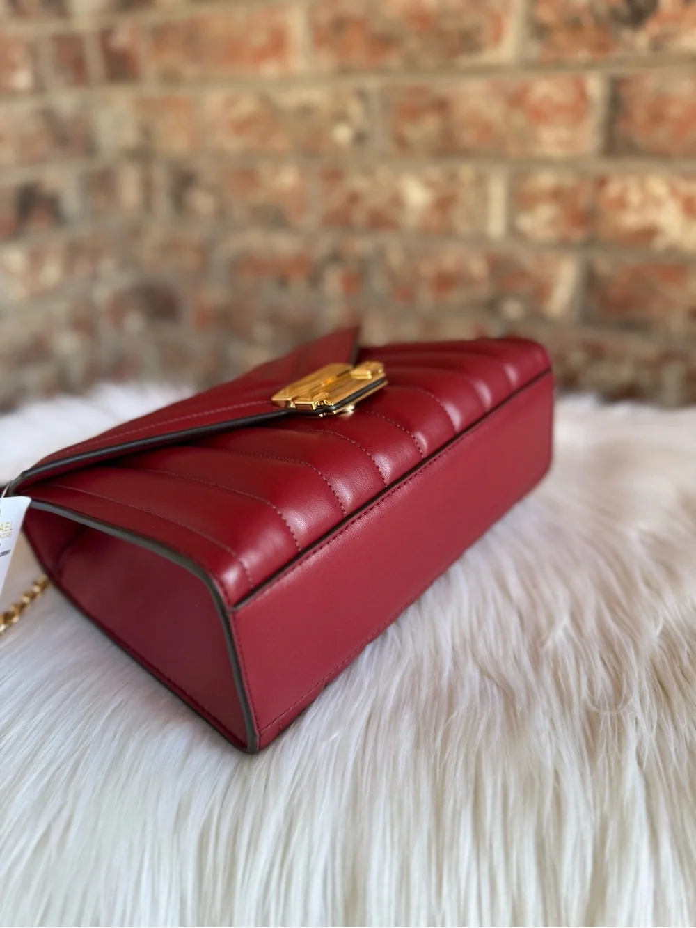 Michael Kors Red Quilted Leather Shoulder Bag